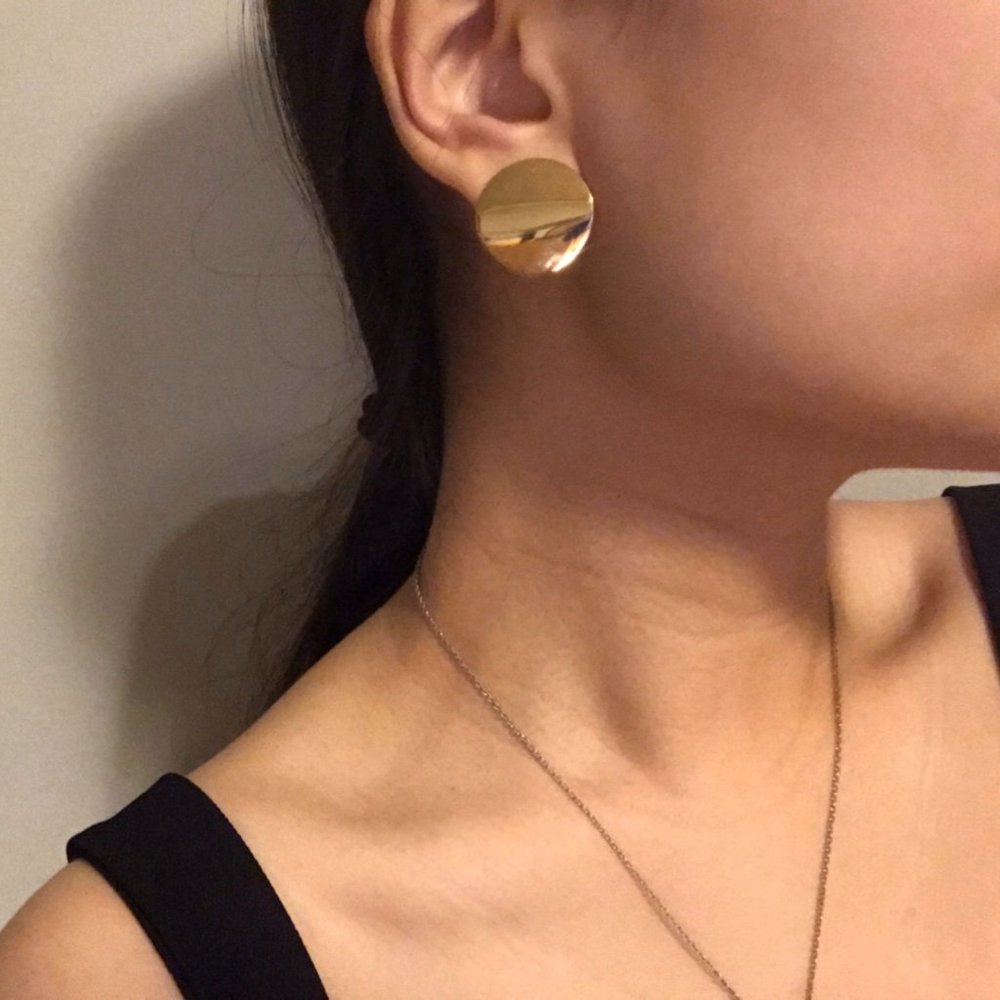Gold earrings (not real gold) by local brand